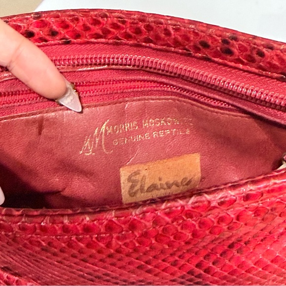 Vintage Morris Moskowitz Red Genuine Snakeskin Clutch Purse - Picture 4 of 5